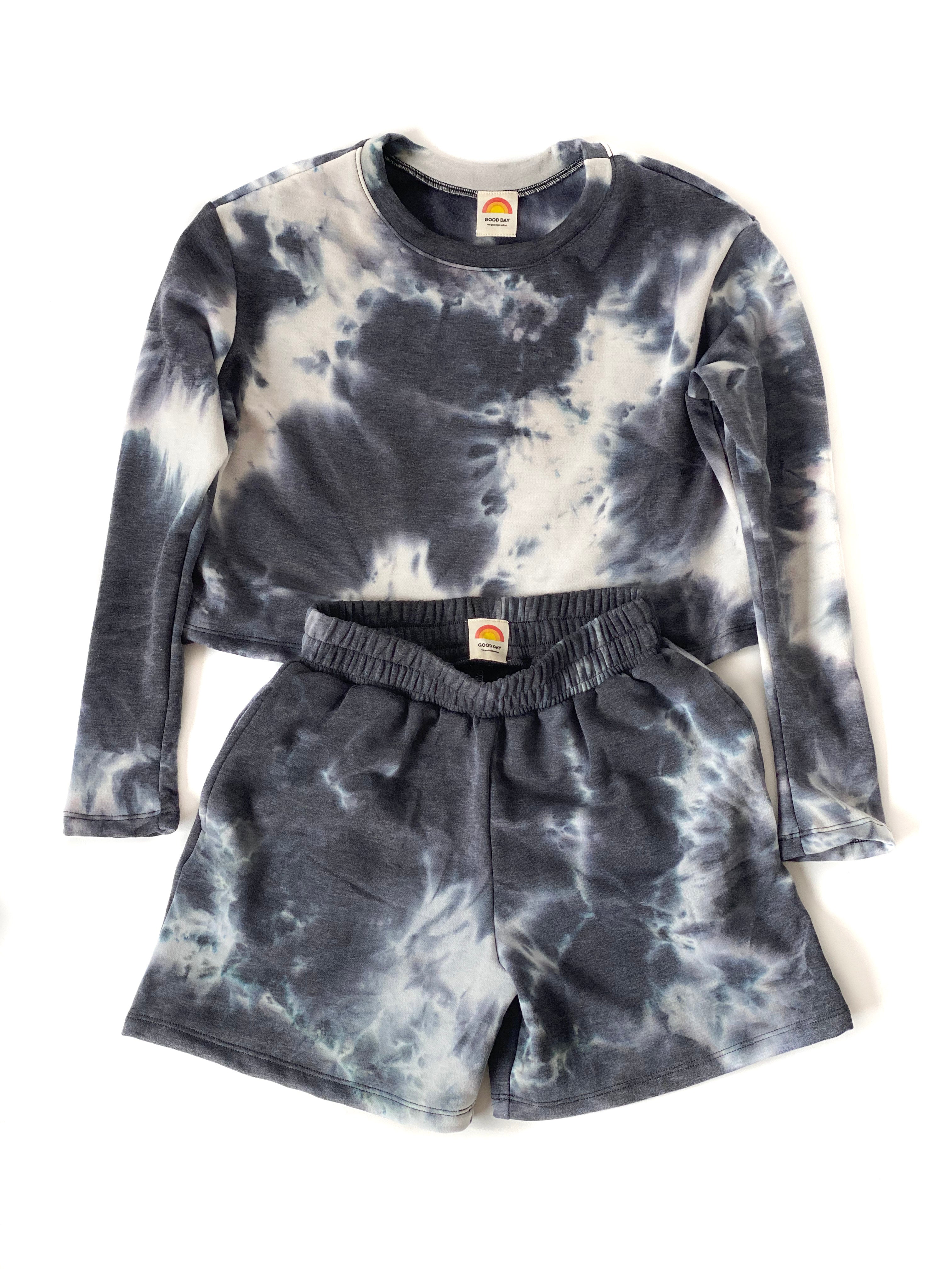 Astryd Ultrasoft Black Tie Dye Top & Shorts Loungewear