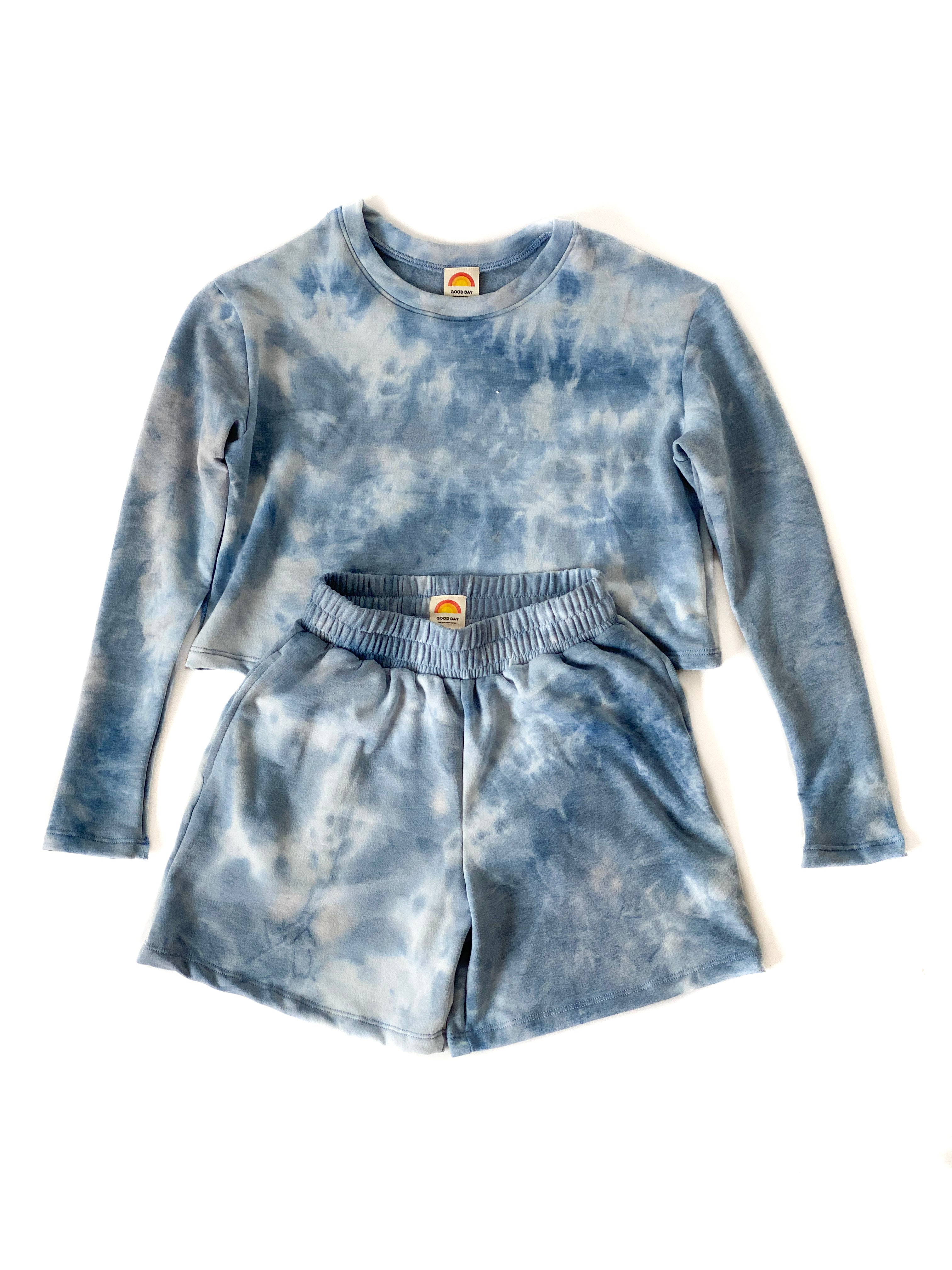 Astryd Ultrasoft Blue Tie Dye Top & Shorts Loungewear